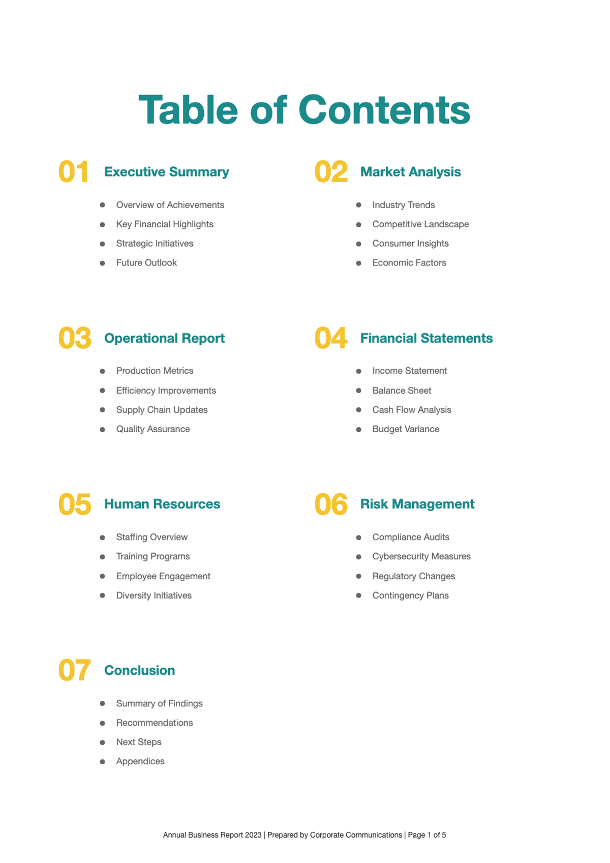 Professional business proposal table of contents slide with editable sections and modern design_variant_3